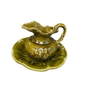 McCoy USA VTG green pitcher bowl set SKU 9756